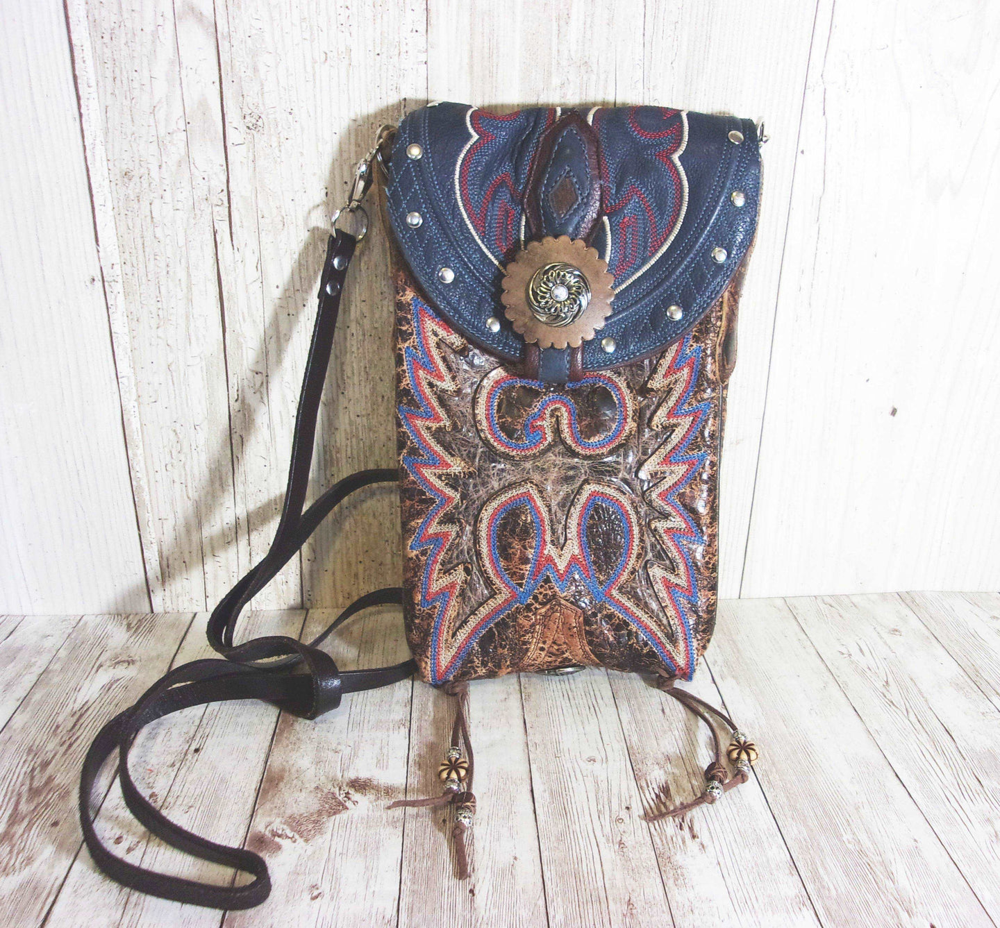 Cowboy Boot Crossbody Hipster Purse HP741 handcrafted from cowboy boots. Shop all unique leather western handbags, purses and totes at Chris Thompson Bags
